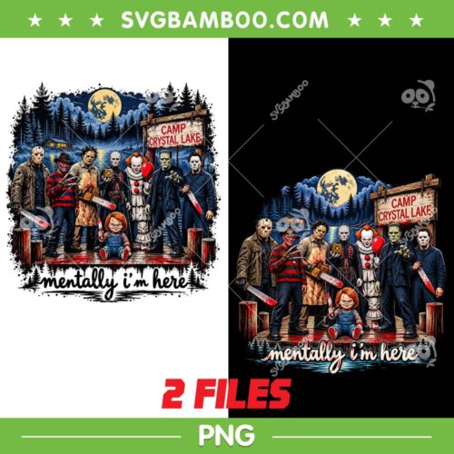 Horror Movie Characters Mentally i'm Here PNG, Halloween Characters Group PNG, Jason Voorhees Freddy Myers Camp Crystal Lake