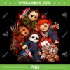 Chibi Horror Movie Characters PNG, Jason Chucky Freddy Myers Pennywise Chibi Group PNG