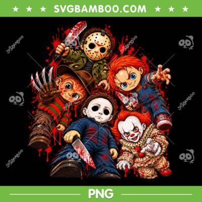 Chibi Horror Movie Characters PNG, Jason Chucky Freddy Myers Pennywise Chibi Group PNG Chibi Horror Movie Characters PNG, Jason Chucky Freddy Myers Pennywise Chibi Group PNG