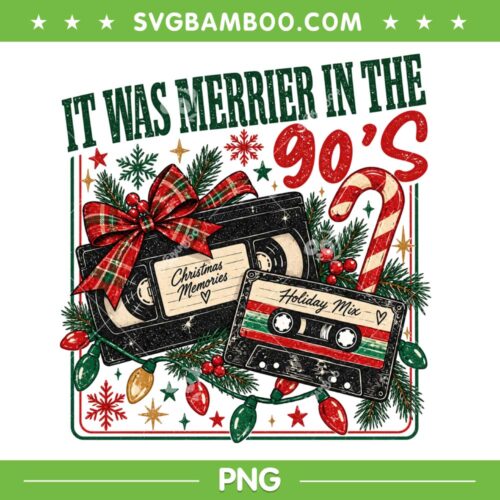 It Was Merrier In The 90s PNG, Retro Christmas VHS Cassette PNG