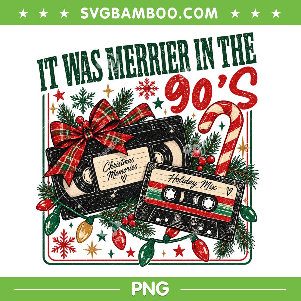 It Was Merrier In The 90s PNG, Retro Christmas VHS Cassette PNG It Was Merrier In The 90s PNG, Retro Christmas VHS Cassette PNG