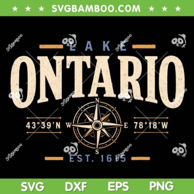 Lake Ontario EST 1656 SVG, Compass Retro SVG PNG