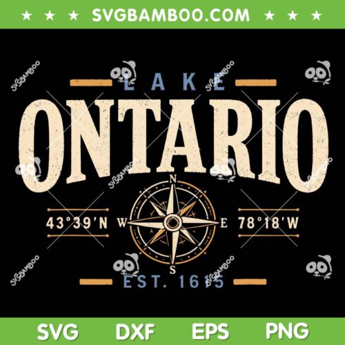 Lake Ontario EST 1656 SVG, Compass Retro SVG PNG