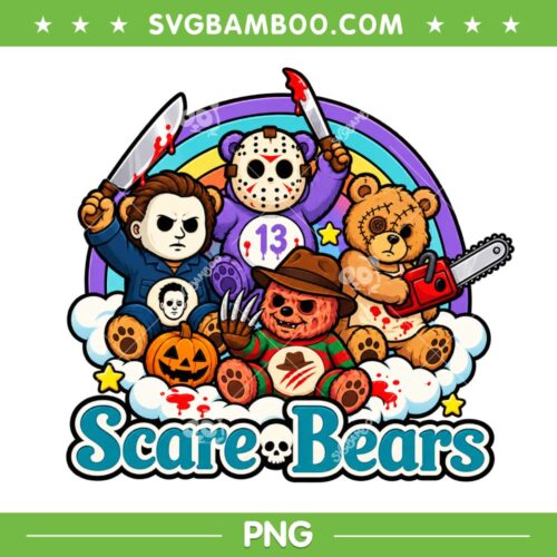 Horror Characters Care Bears PNG, Scare Bears Halloween Horror Movie PNG