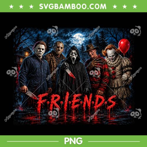 Horror Movie Villains Friends PNG, Myers Jason Ghostface Freddy Pennywise Friends PNG