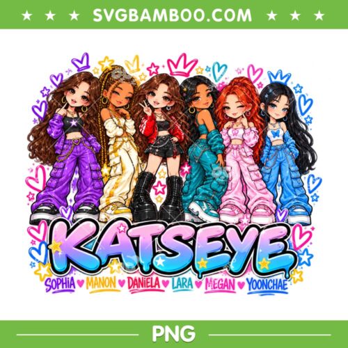 KATSEYE Chibi PNG, Chibi Girls Sophia Manon Daniela Lara Megan Yoonchae PNG