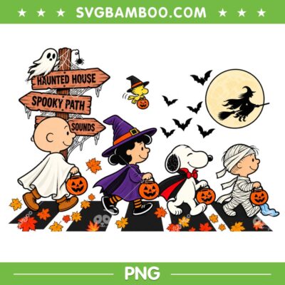 Peanuts Abbey Road PNG, Halloween Snoopy and Friends Trick or Treat Crossing PNG