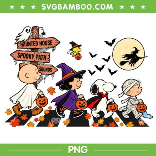 Peanuts Abbey Road PNG, Halloween Snoopy and Friends Trick or Treat Crossing PNG