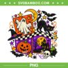 Vintage Halloween Black Cat Graphic PNG, Retro Groovy Halloween Ghost Pumpkin PNG